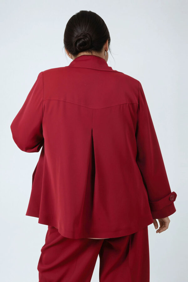 Bordowa marynarka plus size na guziki JMP - obrazek 3