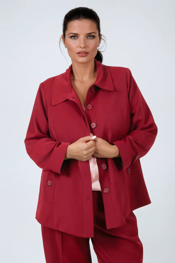 Bordowa marynarka plus size na guziki JMP