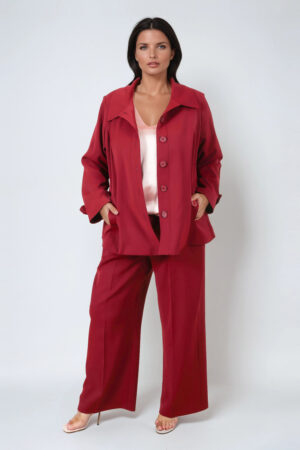 Bordowe spodnie plus size, eleganckie JMP