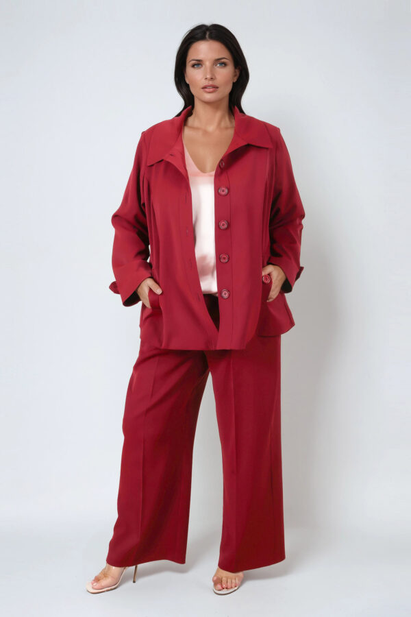 Bordowe spodnie plus size, eleganckie JMP