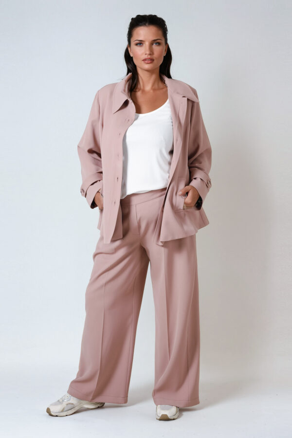 Jasno- różowe spodnie plus size, eleganckie JMP