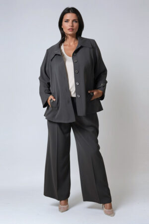 Grafitowe spodnie plus size, eleganckie JMP