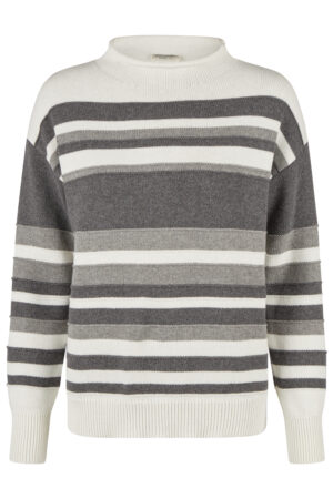 Sweter plus size w szare pasy Barbara Lebek