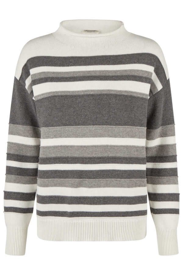 Sweter plus size w szare pasy Barbara Lebek