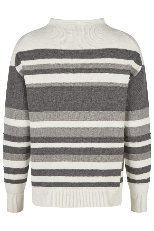 Sweter plus size w szare pasy Barbara Lebek - obrazek 2