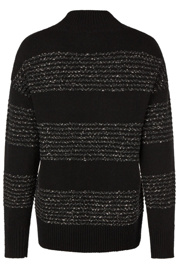 Czarny elegancki sweter plus size ze srebrną nitką Barbara Lebek - obrazek 2