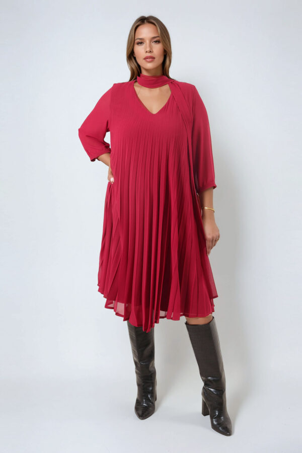Sukienka plisowana bordowa JMP plus size