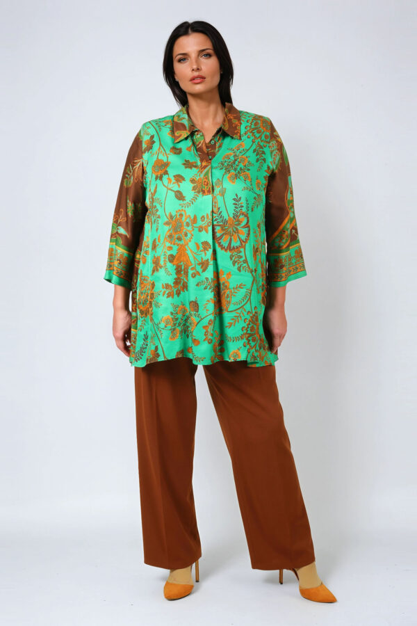 Bluzka turkusowo-brązowa plus size JMP - obrazek 2