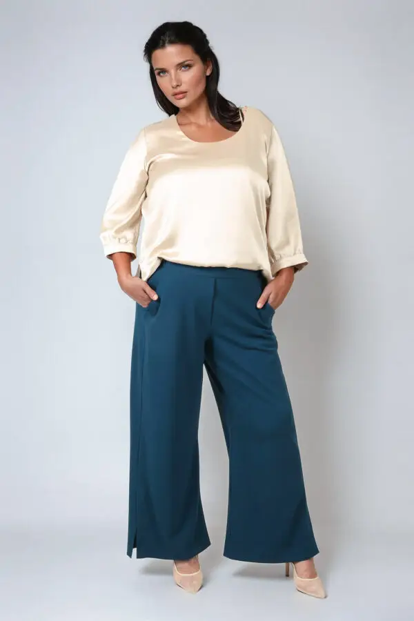 Ciemno-niebieskie spodnie plus size klasyczne JMP plus size - obrazek 4