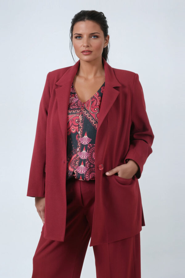 Marynarka plus size bordowa klasyczna JMP