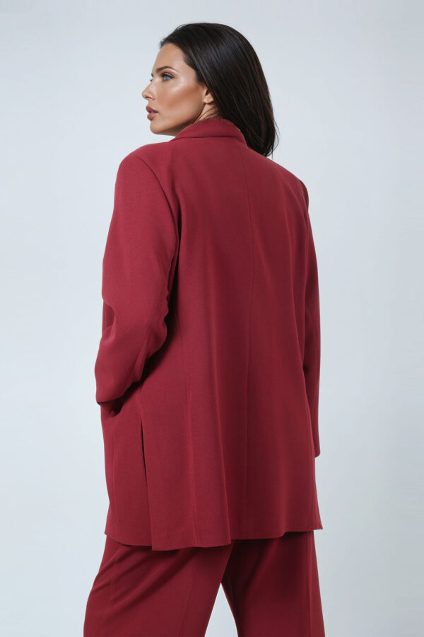 Marynarka plus size bordowa klasyczna JMP - obrazek 4