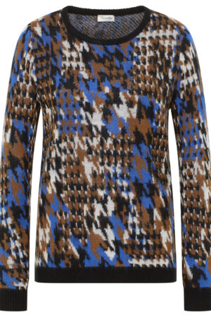 Sweter plus size w odcieniach brązy, czerni, niebieskiego i bieli Barbara Lebek