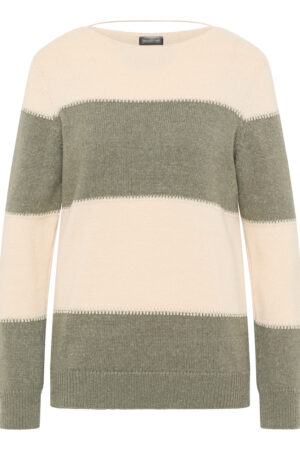 Sweter plus size w pasy zielone Barbara Lebek