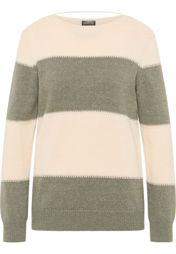 Sweter plus size w pasy zielone Barbara Lebek