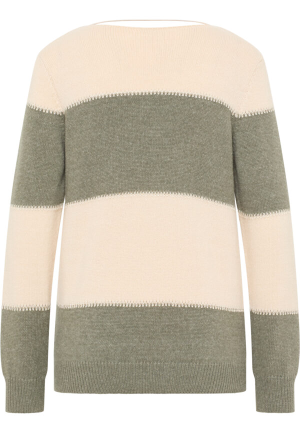 Sweter plus size w pasy zielone Barbara Lebek - obrazek 2
