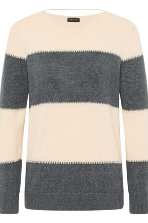 Sweter plus size w pasy grafitowy Barbara Lebek