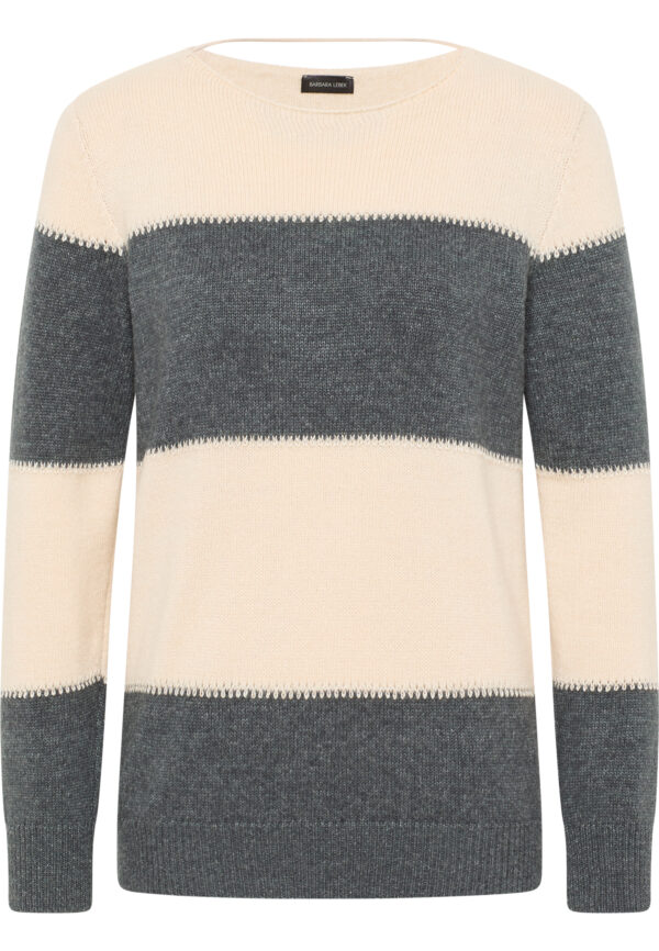 Sweter plus size w pasy grafitowy Barbara Lebek