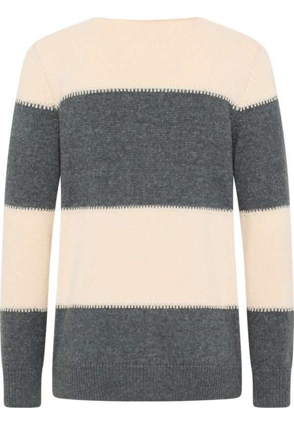 Sweter plus size w pasy grafitowy Barbara Lebek - obrazek 2