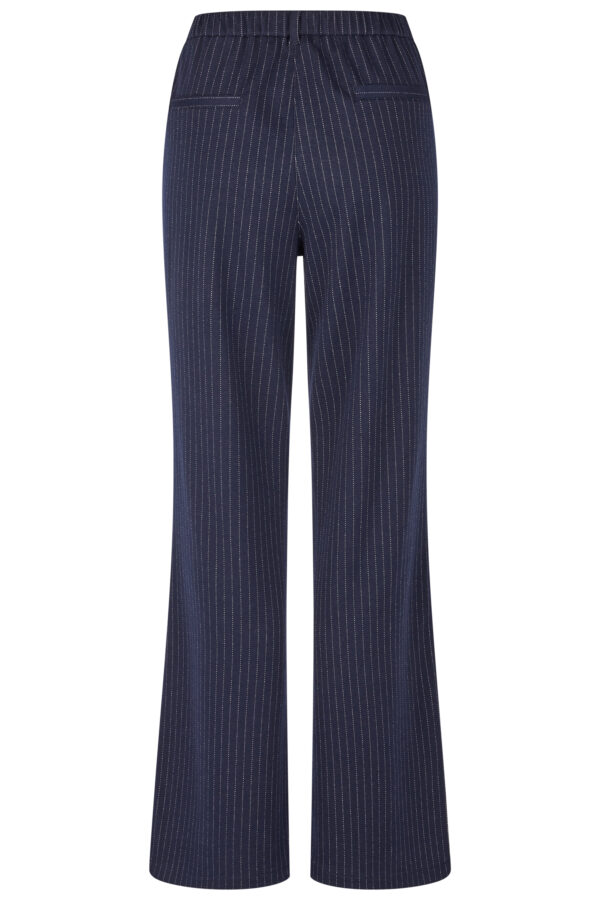 Eleganckie, wygodne spodnie plus size w paski granatowe Barbara Lebek - obrazek 3