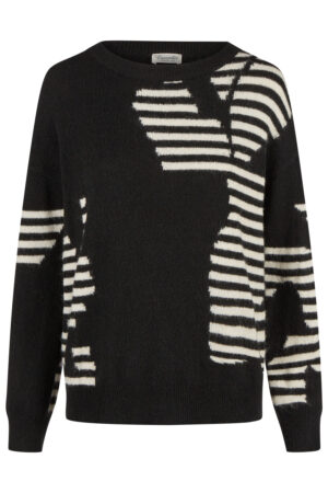 Sweter czarno-biały Barbara Lebek plus size