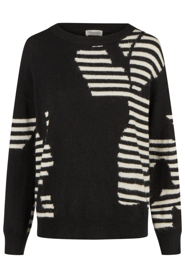 Sweter czarno-biały Barbara Lebek plus size