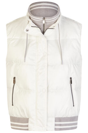 Wiosenna, biała kamizelka plus size Lebek – sportowa, bez kaptura