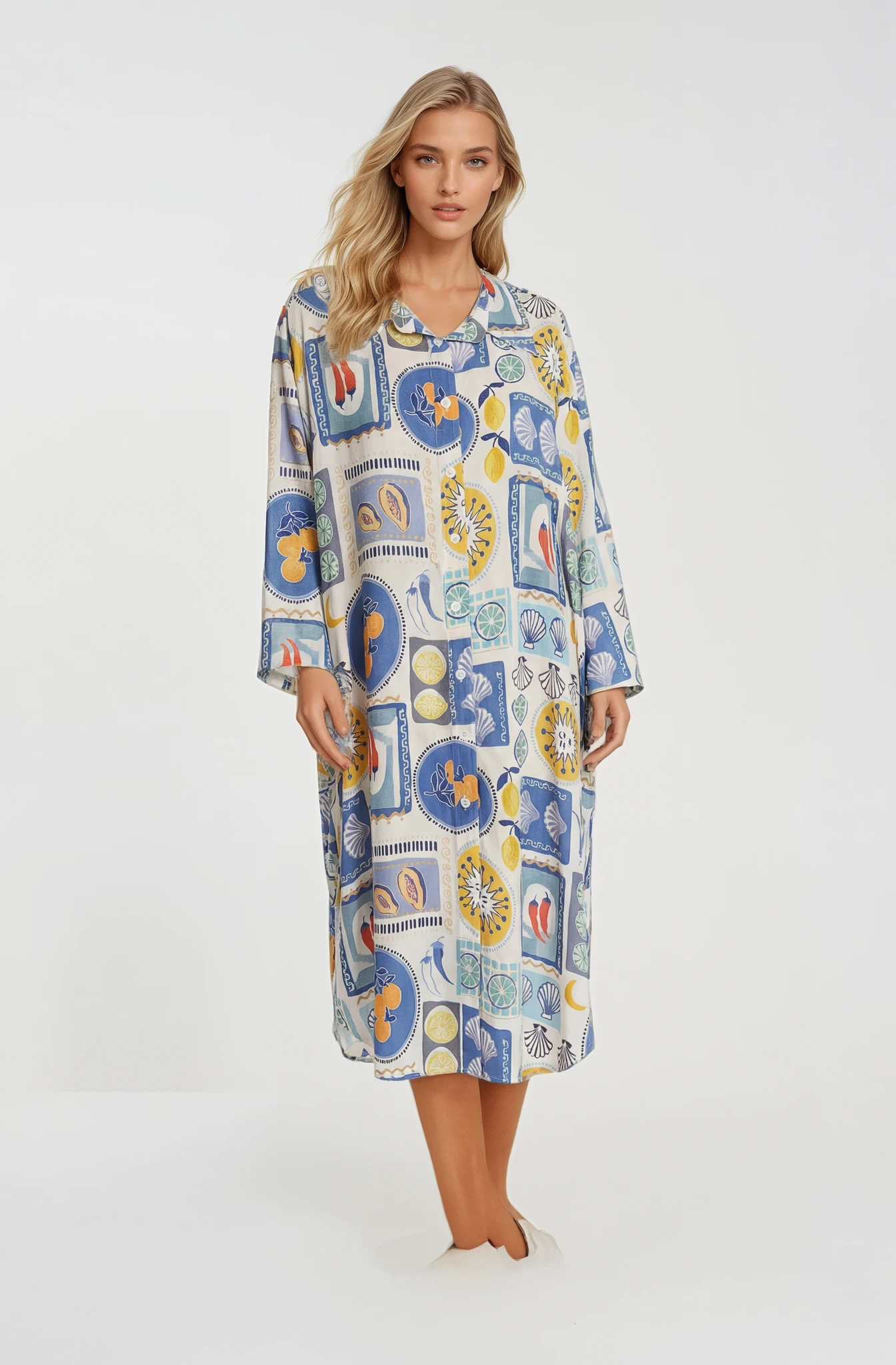 Sukienka midi plus size 100% wiskoza – lekka, wzorzysta