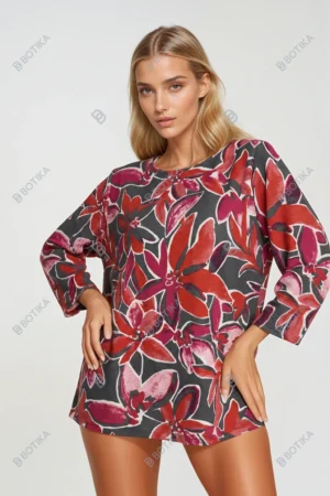 Bluzka plus size w kwiatowy wzór