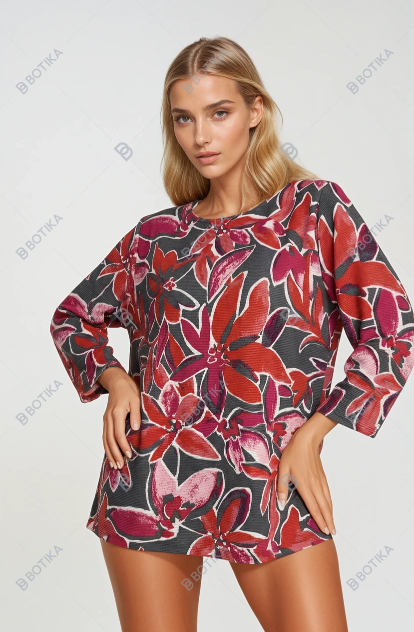 Bluzka plus size w kwiatowy wzór