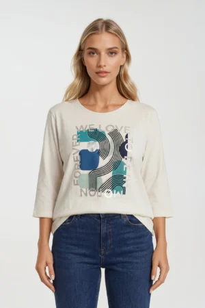 Bawełniana bluzka plus size 100% bawełna – z nowoczesnym nadrukiem