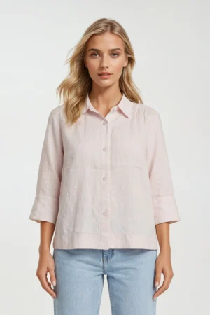 Bawełniana koszula w pudrowym różu- Masai plus size