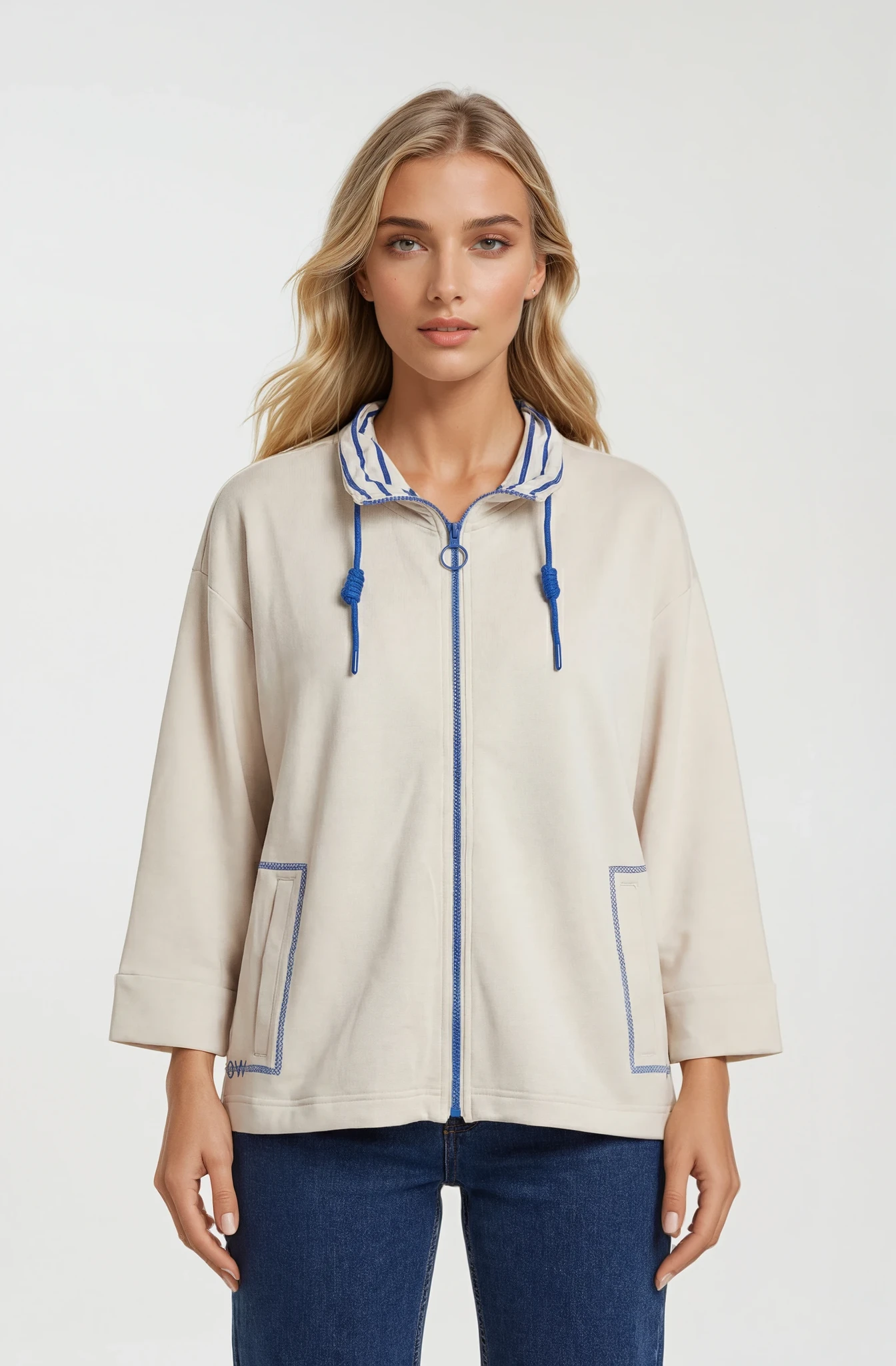 Bluza beżowa plus size Barbara Lebek – lekka, wiosenna z wiskozą