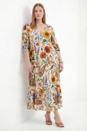 Sukienka plus size JMP – zwiewna w kwiaty 100% wiskoza