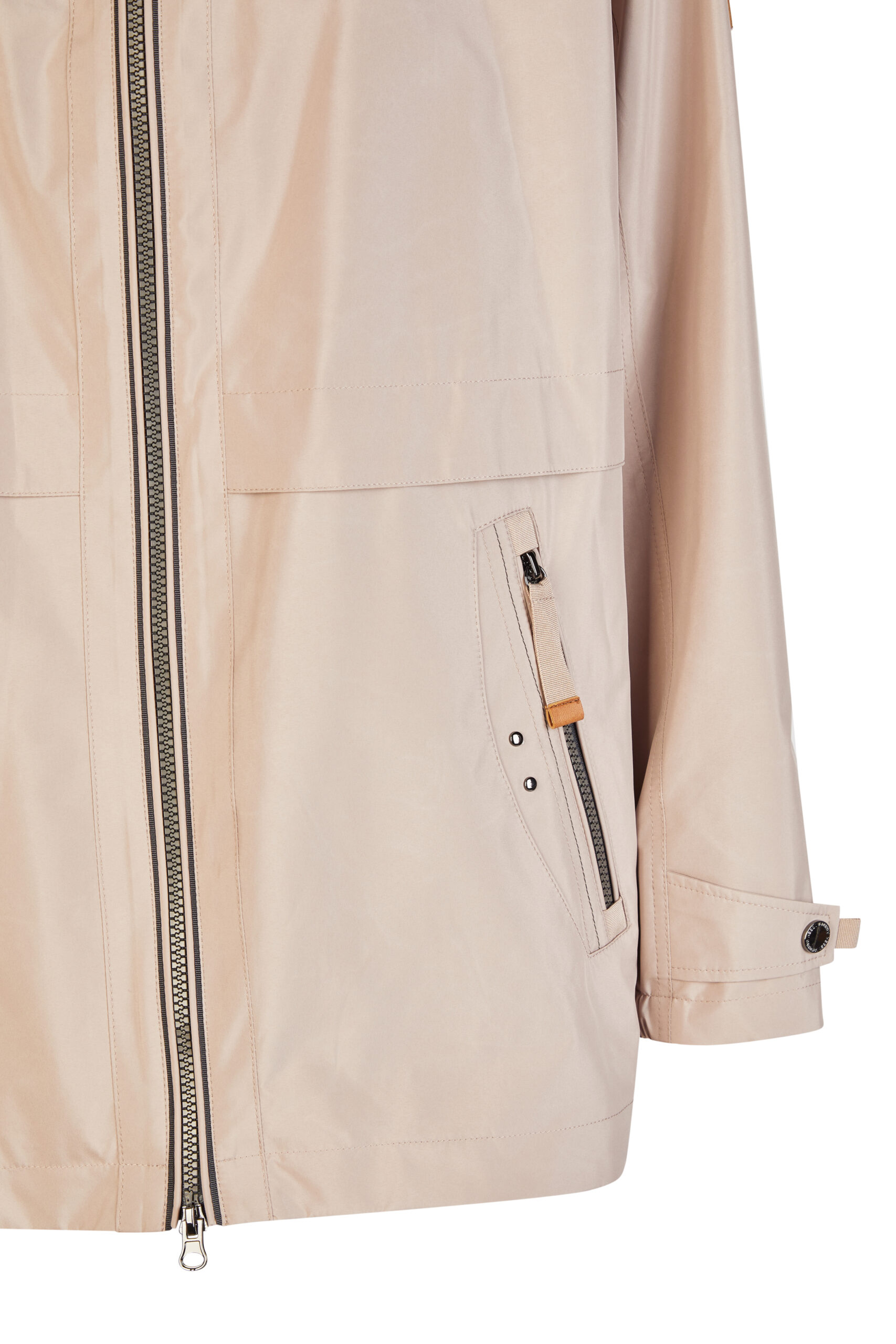 Wiosenna kurtka plus size Barbara Lebek – beżowa,przeciwdeszczowa z kapturem - obrazek 3