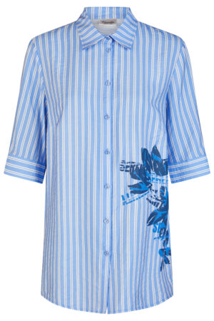 Koszula plus size Barbara Lebek niebieska w paski – wygodna, lekka, elegancka