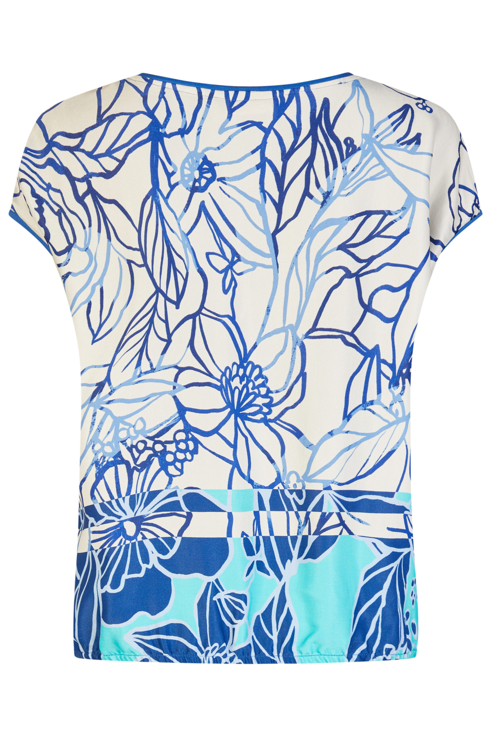 Bluzka plus size Barbara Lebek wiskozowa w niebieskie kwiaty - obrazek 2