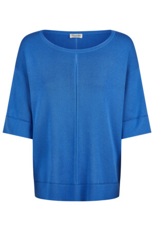Bluzka plus size Barbara Lebek intensywnie niebieska- minimalistyczna