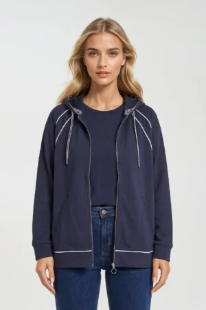 Granatowa bluza plus size Barbara Lebek – sportowa elegancja na wiosnę