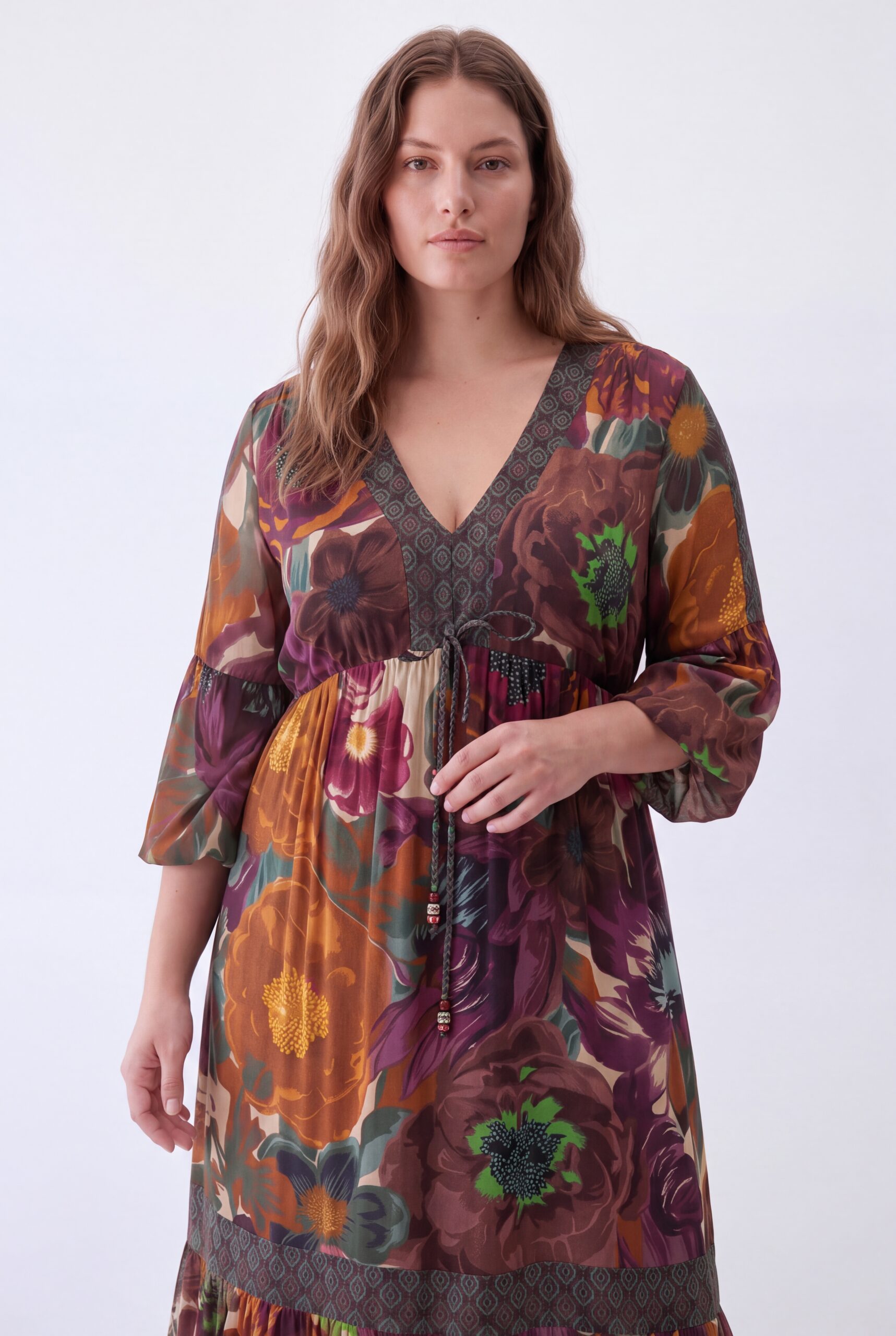 Kwiatowa sukienka maxi JMP Plus Size – boho elegancja - obrazek 2